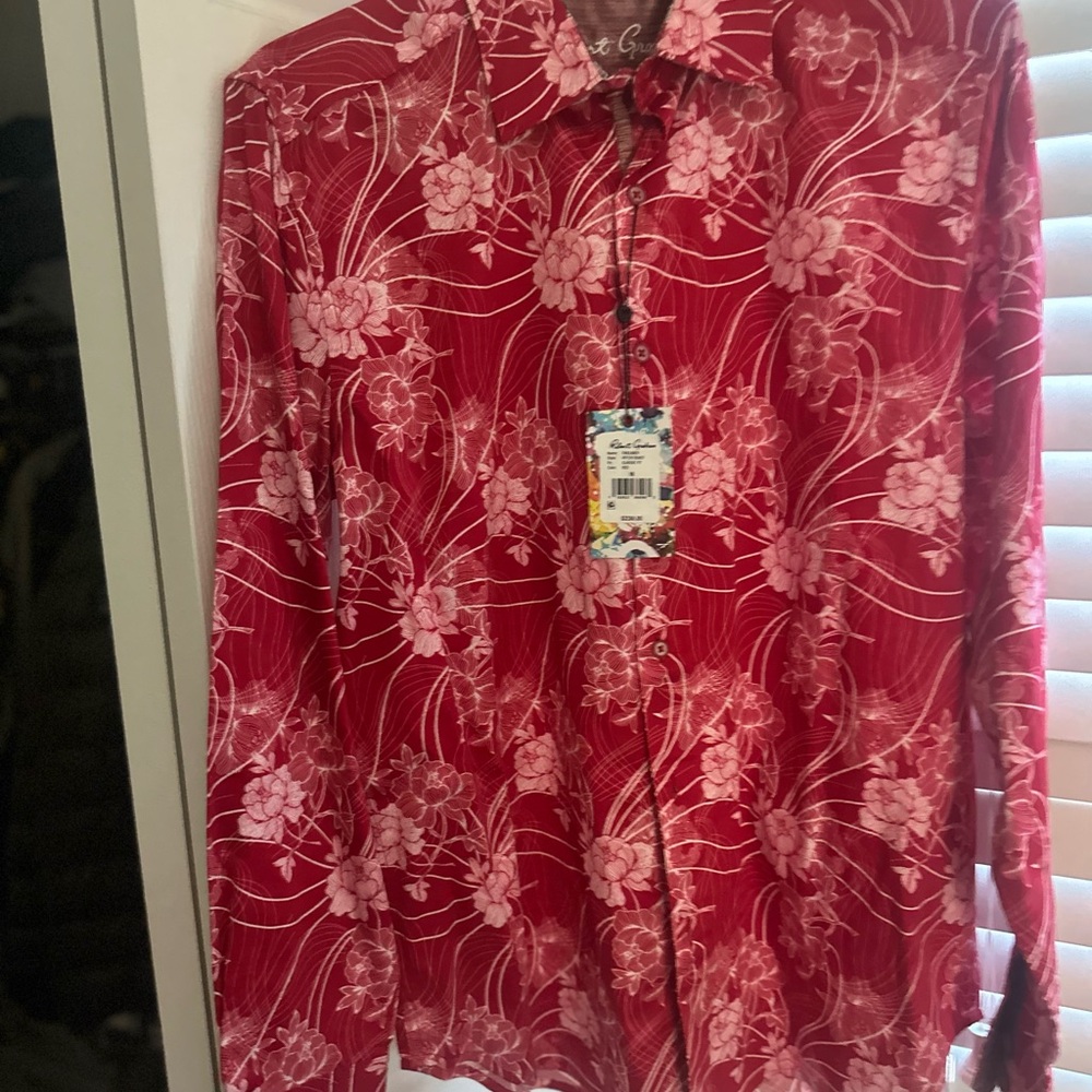 Robert Graham Red and White Floral Men's Shirt. Premium shirt